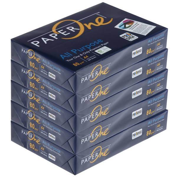 کاغذ 80 گرمی پیپر وان سایز A4 بسته 5 عددی، Paper One Paper 80g Size A4 Pack of 5