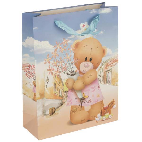 پاکت هدیه عمودی طرح خرس 2، Bear Design 2 Vertical Gift Bag