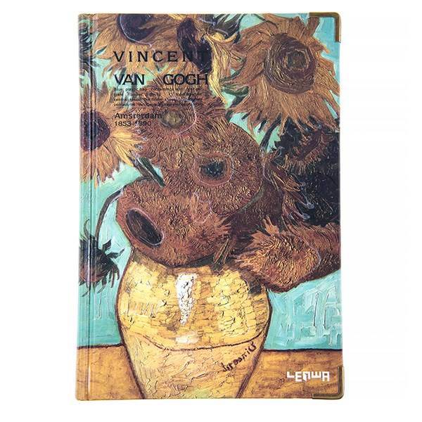 دفتر طراحی Lenwa سری آثار ون گوگ طرح گل های آفتابگردان کد 2242C، Lenwa Van Gogh Art Work Series Sunflowers Design Notebook Code 2242C