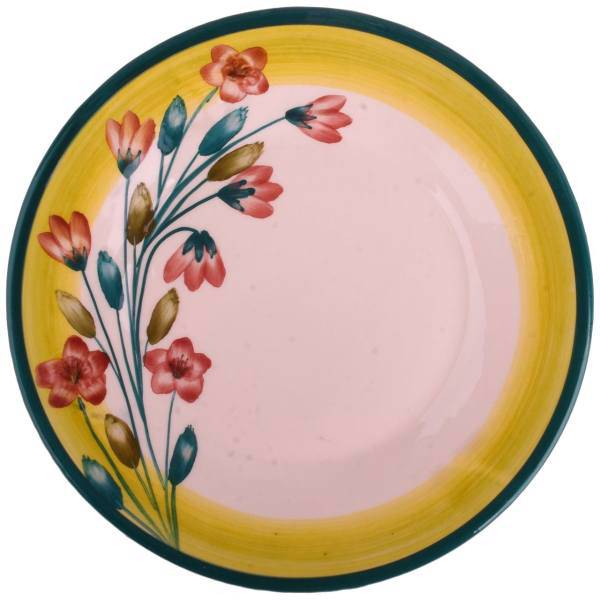 بشقاب سفالی ملکه خورشید طرح شاخه گل مدل 05 - 01