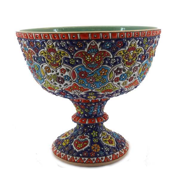 شکلات خوری سفالی میناکاری آبی عمیق مدل ساده سایز بزرگ کد 204