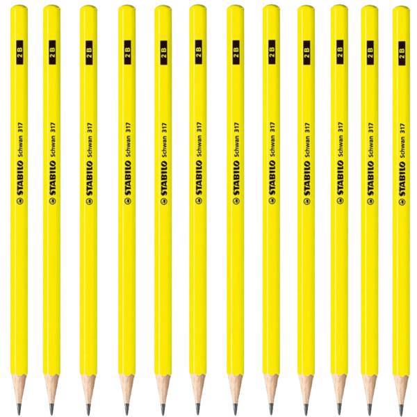 مداد مشکی استابیلو مدل Schwan 317 بسته 12 عددی، Stabilo Schwan 317 Black Pencil Pack of 12