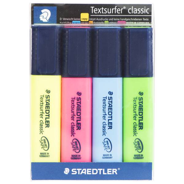 ماژیک علامت گذار 4 رنگ استدلر مدل Textsurfer Classic، Staedtler Textsurfer Classic 4 Color Highlighter