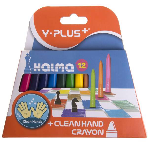 مداد شمعی 12 رنگ وای پلاس مدل Halma، Y.Plus Halma 12 Coolr Crayon