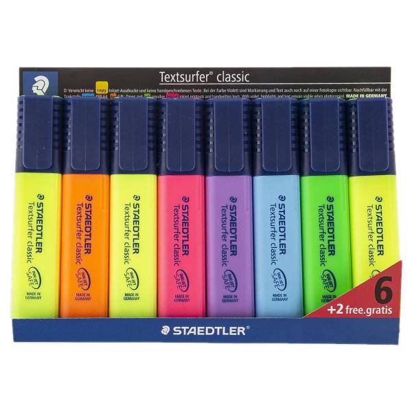 ماژیک علامت گذار استدلر مدل Textsurfer Classic بسته 8 عددی، Staedtler Textsurfer Classic Highlighter - Pack of 8