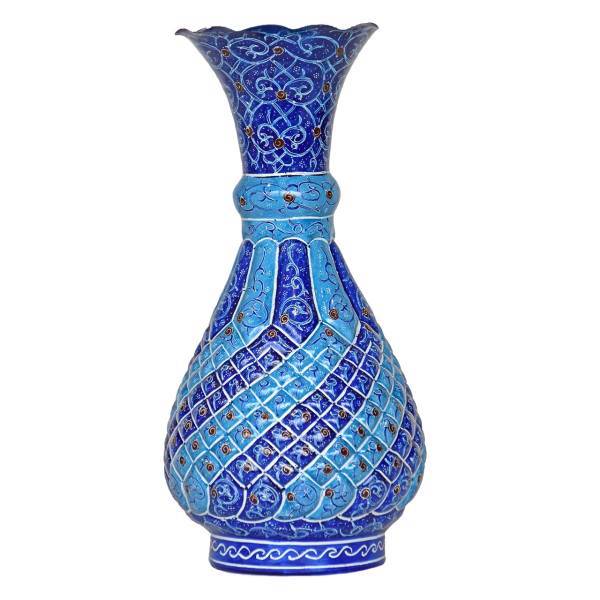 گلدان مسی میناکاری شده سی دا طرح اسلیمی کد MI03004