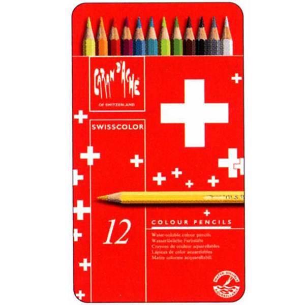 مداد رنگی 12 رنگ کارن داش سری سوییس کالر مدل 1285712، Caran dAche 1285712 Swiss Color 12 Color Pencils