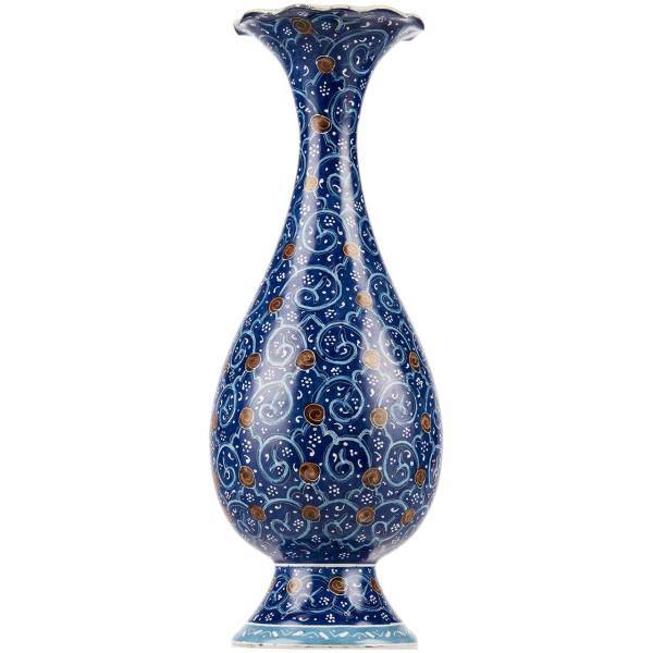 گلدان مسی میناکاری شده اثر شیرازی طرح اسلیمی ارتفاع 20 سانتی متر
