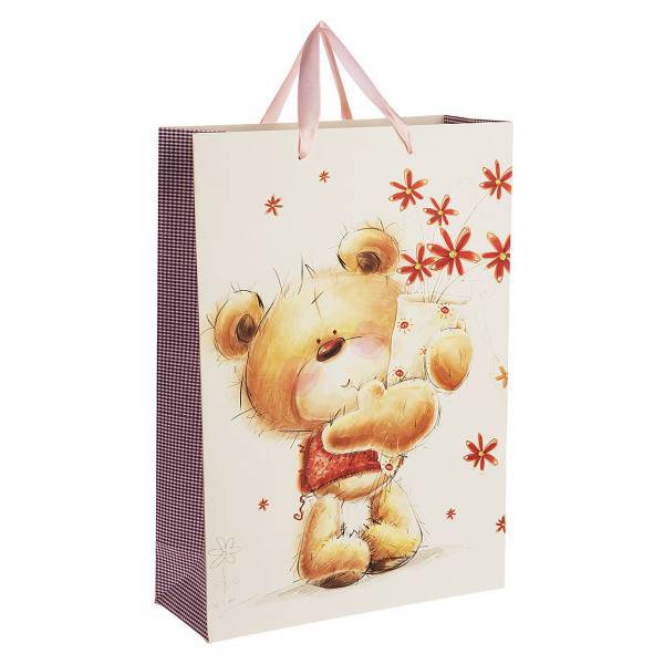 پاکت هدیه عمودی طرح خرس 6، Bear Design 6 Vertical Gift Bag