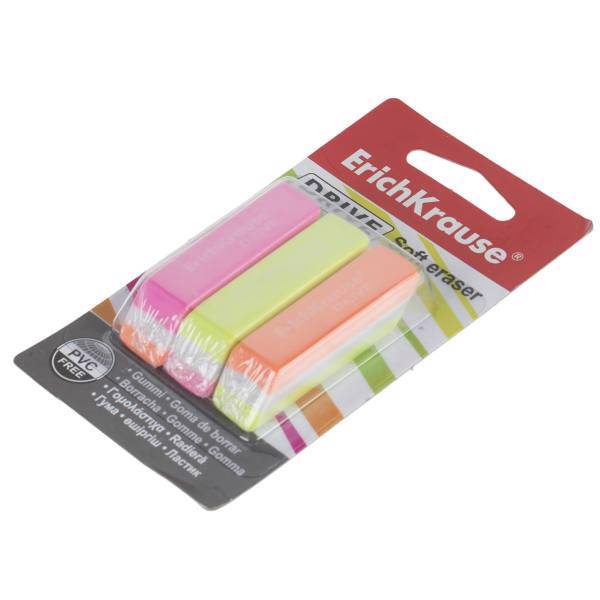 پاک کن اریک کراوزه مدل EK34647 بسته 3 عددی، ErichKrause EK34647 Eraser Pack of 3