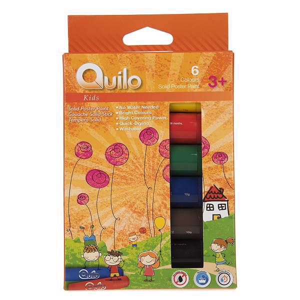 گواش جامد 6 رنگ کوییلو سری Kids مدل Simple، Quilo Simple Kids Series 6 Color Solid Poster Color