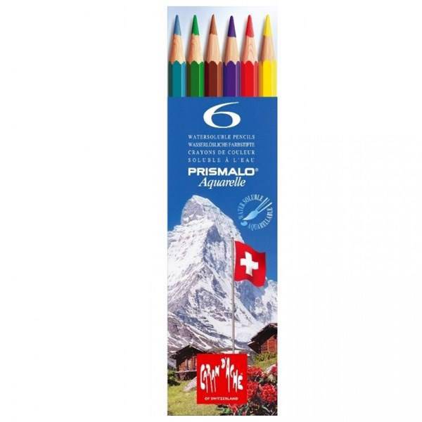 مداد آبرنگی 6 رنگ کارن داش سری پریس مالو آکوآرله کد 0999306، Caran Prismalo Aquarelle 6 Watercolor Pencil Code 0999306