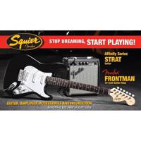 پکیج گیتار الکتریک فندر مدل Squier Affinity Series Stratocaster Black Fender Squier Affinity Series Stratocaster Black Electric Guitar Package