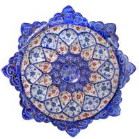 بشقاب مسی میناکاری شده سی دا طرح اسلیمی خطائی کد MI01077 قطر 16 سانتی متر