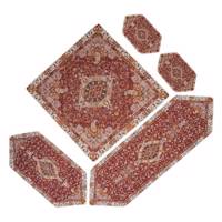 ست 5 تکه رومیزی ترمه خانه ترمه ایران طرح چهل ستون ممتاز Chehelsotoon Set Polyester Maroon