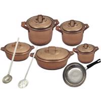 سرویس قابلمه راسته 13 پارچه مسی زنجان کد 1376 Zanjan Copper Cookware Set 13Pcs 1376