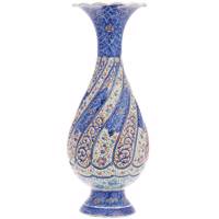 گلدان مسی میناکاری شده اثر شیرازی طرح 5 ارتفاع 16 سانتی متر