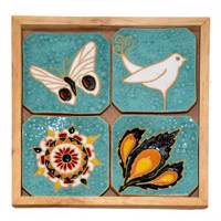 اردورخوری دستساز سرامیکی با سینی چوبی سی دا کد NF01002