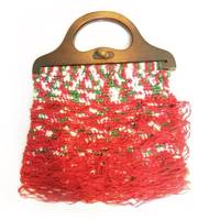 کیف دستی زنانه قلاب بافی گالری ایپک مدل دسته چوبی crochet purse