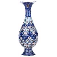 گلدان مسی میناکاری شده اثر سلطانی طرح 9 ارتفاع 20 سانتی متر