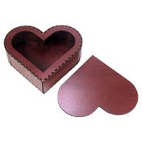 جعبه هدیه چوبی گالری چوب و شیشه مدل قلب کد 051003 Wood And Glass Gallery 051003 Heart Shape Wooden Box