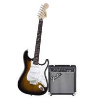 پکیج گیتار الکتریک فندر مدل Squier Affinity Series Stratocaster Brown Sunburst Fender Squier Affinity Series Stratocaster Brown Sunburst Electric Guitar Package