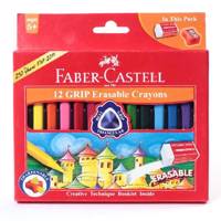 مداد شمعی 12 رنگ فابر کاستل مدل Grip Erasable Faber-Castell Grip Erasable 12 Color Crayon