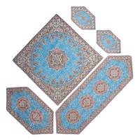 ست 5 تکه رومیزی ترمه خانه ترمه ایران طرح نسترن ممتاز آبی Nastaran Set Red Polyester Blue