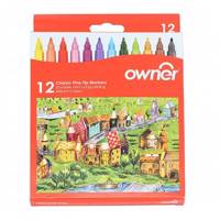 ماژیک رنگ آمیزی اونر مدل Classic Fine Tip 12 Colors - بسته 12 رنگ Owner Classic Fine Tip 12 Colors Markers