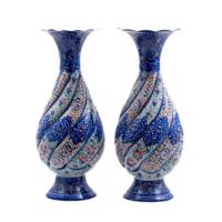 گلدان میناکاری رستا طرح 42-12-102 ارتفاع 15 سانتی متر مجموعه دو عددی