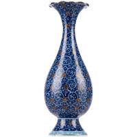 گلدان مسی میناکاری شده اثر شیرازی طرح اسلیمی ارتفاع 20 سانتی متر