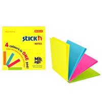 کاغذ یادداشت 4 رنگی هوپکس مربعی مدل نئون Four-In-One Hopax Neon Square Sticky Notes