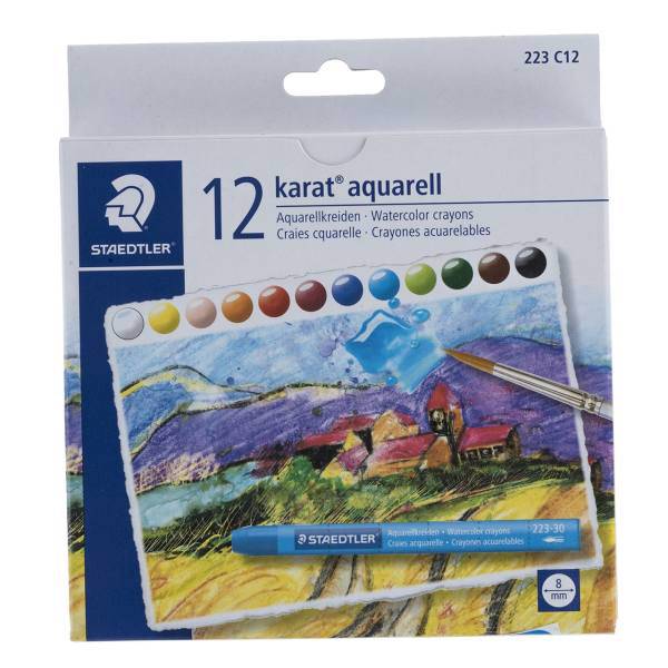 مداد شمعی آبرنگی 12 رنگ استدلر مدل Karat aquarell، Staedtler Karat aquarell 12 Color Watercolour Crayon