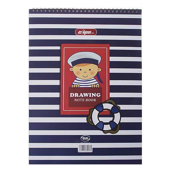 دفتر نقاشی 30 برگ کلیپس طرح ملوان جلد شومیز، Clips 30 Sheets Sailor Design Soft Cover Painting Notebook