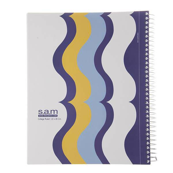 دفتر مشق سم طرح موج سایز 28 × 22 سانتی متر، Sam Wave Design Homework Notebook - Size 22 in 28 cm