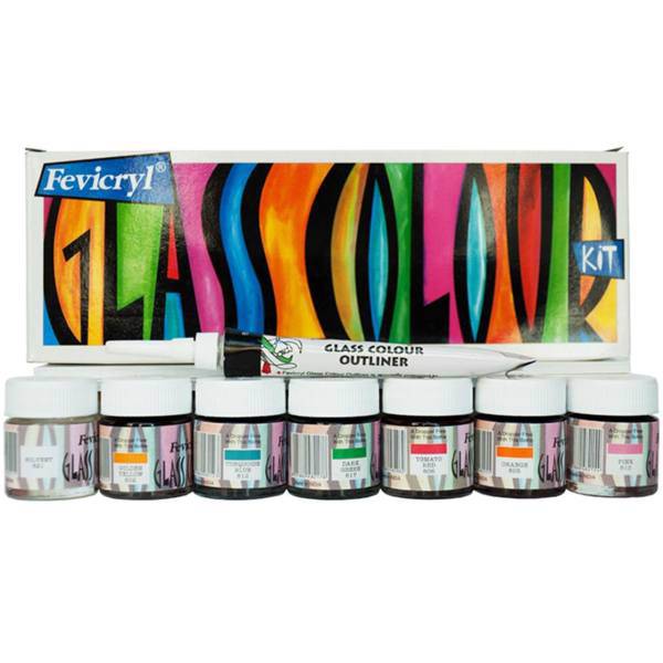 رنگ ویترای 6 رنگ فویکریل، Fevicryl 6 Color Glass Paint