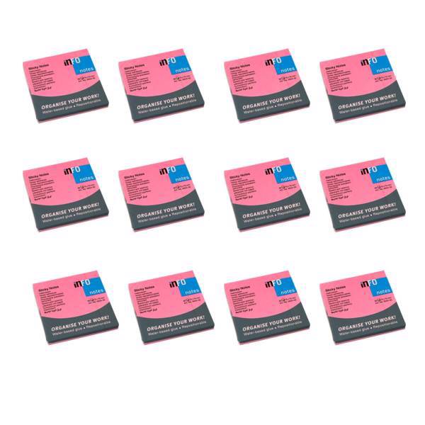 کاغذ یادداشت چسب دار اینفو مدل32-5654 بسته 12 عددی، INFO STICKY NOTES