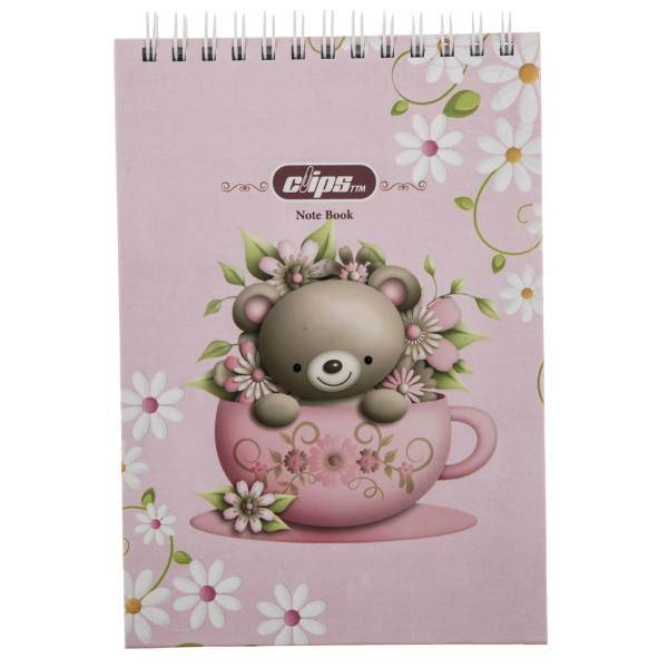دفتر یادداشت کلیپس طرح خرس - 100 برگ، Clips Bear Design Notebook - 100 Sheets
