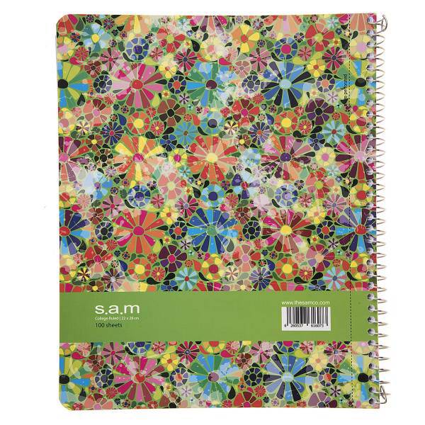 دفتر مشق سم طرح گل های رنگارنگ، Sam Colorful Flowers Design Homework Notebook