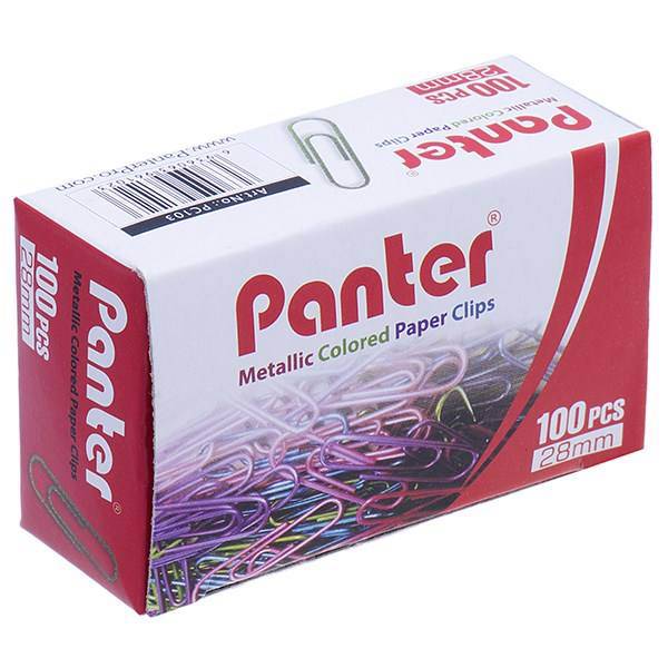 گیره کاغذ پنتر مدل متالیک سایز 28 میلی متر، Panter Metallic Paper Clips Size 28mm - Pack of 100