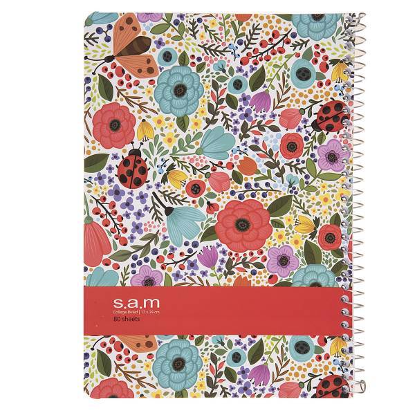 دفتر مشق سم طرح گل های رنگارنگ، Sam Colorful Flowers Design Homework Notebook