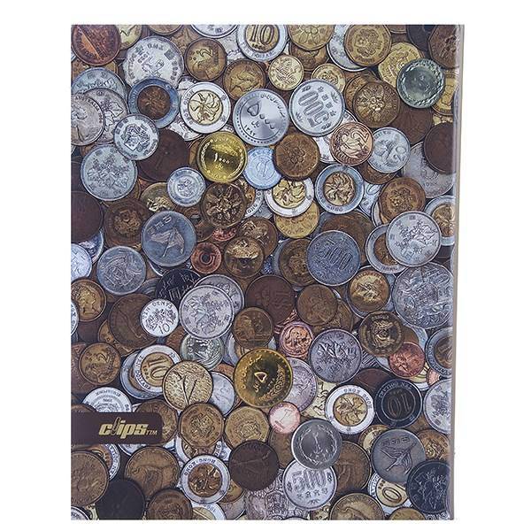 دفتر 100 برگ کلیپس مدل کلاسوری طرح سکه جلد سخت، Clips 100 Sheets Hard Cove Coin Design Ring Binder Notebook