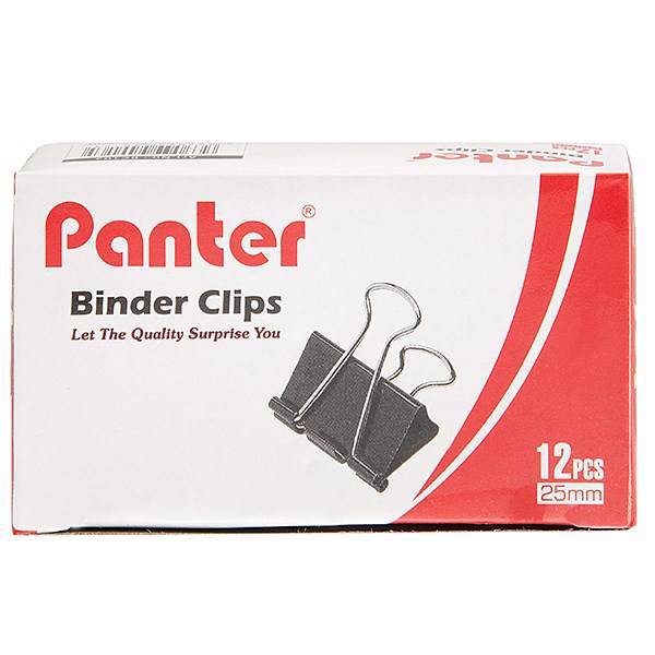 گیره کاغذ پنتر سایز 25 میلی متر، Panter Binder Clip Size 25mm - Pack of 12