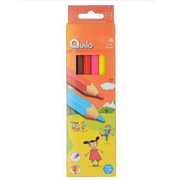 مداد رنگی 6 رنگ کوییلو مدل Jumbo کد 634011، Quilo Jumbo 6 Color Pencil