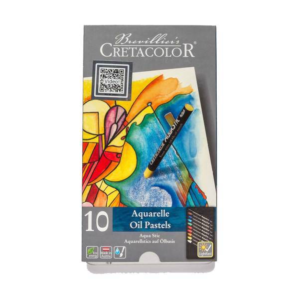 پاستل روغنی آبرنگی 10 رنگ کرتاکالر مدل 45010، Cretacolor 45010 10 Color Aquarelle Oil Pastels