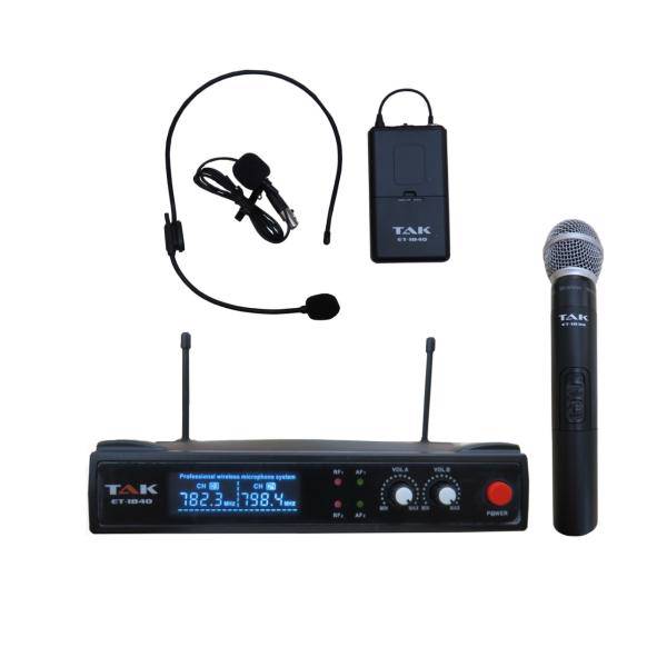 میکروفن بی سیم تک دستی تک یقه ای-هدمیک اکو تک مدل ET-1840، ECHOTAK wireless one handle one clip _head-mic_ microphone model ET-1840