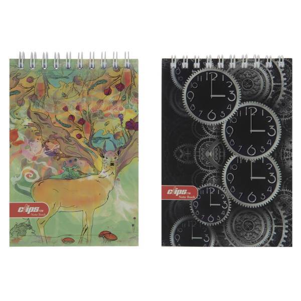 دفتر یادداشت کلیپس طرح گوزن و ساعت بسته 2 عددی، Clips Deer and Clock Notebook Pack of 2