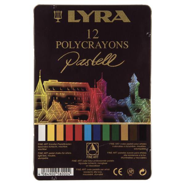 پاستل گچی 12 رنگ لیرا مدل Polycrayons، Lyra Polycrayons 12 Colored Chalk Pastell