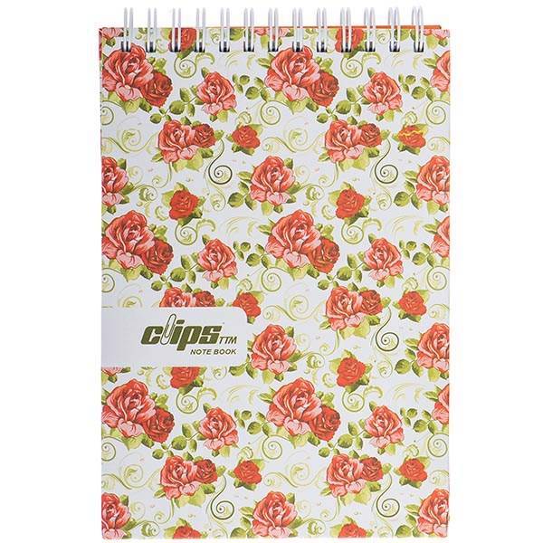 دفتر یادداشت 100 برگ کلیپس مدل گل رز، Clips 100 Sheets Rose Flower Design Hard Cover