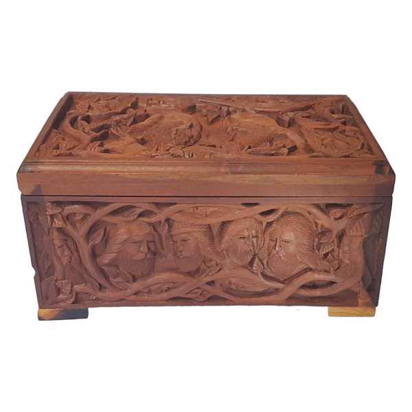 جعبه چوبی منبت کاری رنگین کمون کد 5317، Ranginkamun 5317 Wooden carving box